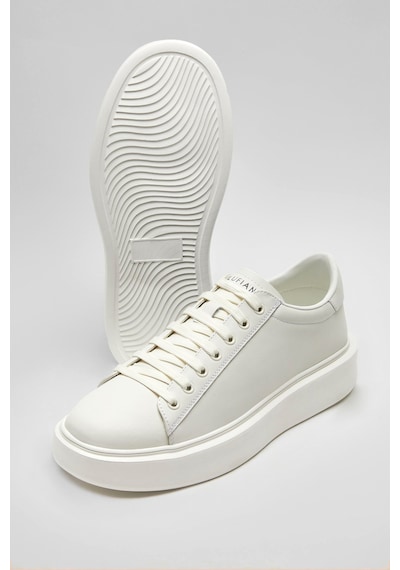 Lufian 112230221 Gage 25k Erkek Hakiki Deri Klasik Sneaker Beyaz Beyaz