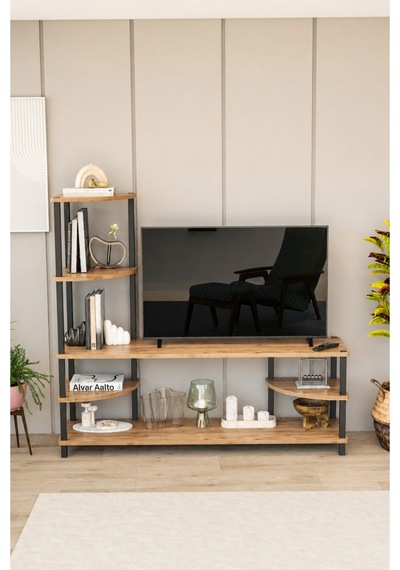 Neoline 120 Cm Tv Ünitesi Çok Raflı Modern Tv Sehpası - Meşe Meşe Neoline 120 Cm Tv Ünitesi Çok Raflı Modern Tv Sehpası - Meşe Meşe