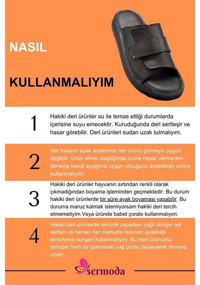 Sermoda Hakiki Deri Erkek Terlik - Yumuşak Kalın Taban Tabanlı Hakiki Deri Erkek Terlik Yc Siyah