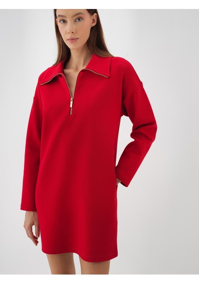 Xint Kırmızı Oversize Pamuklu Elbise 286227