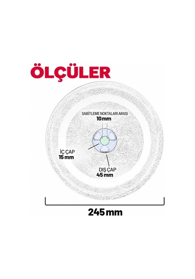 Mikrodalga Fırın Cam Tepsi Tabak 24,5 Cm Çaplı Delikli Diğer