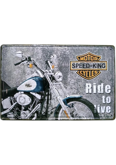 Cajuart Ride To Live Motosiklet 20X30 Cm Metal Plaka Metal Tablo
