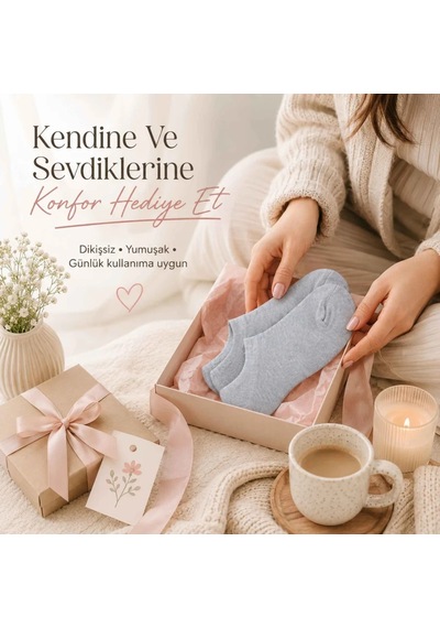 Genel Kadın Bambu 6 Lı Dikişsiz Babet Çorap Siyah Beyaz Gri Görünmez Sneaker Çorap Nefe Gri 6'lı / 36-40