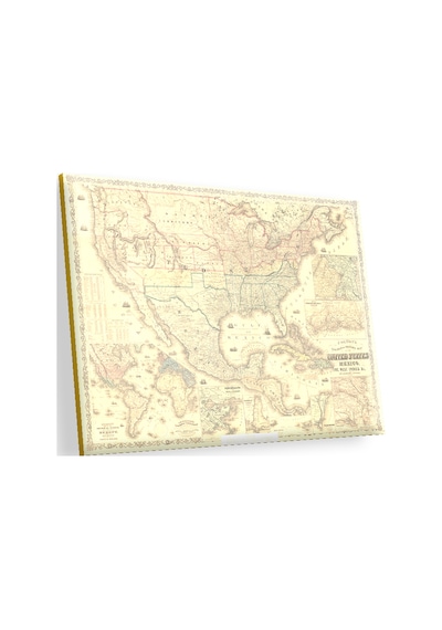Cakasepetim Amerika Birleşik Devletleri Haritası 1862 Ahşap Mdf Tablo