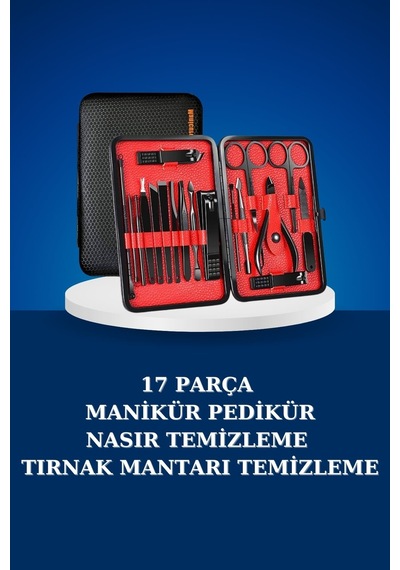17 Parça Manikür Seti Taşınabilir Çantalı El Ayak Tırnak Bakımı 93327854