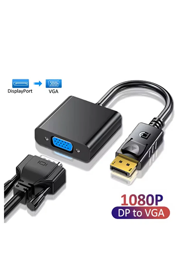 Displayport Dp Vga Adaptör Kablosu Erkek Dp Erkek Vga Dönüştürücü Pc Dizüstü Hdtv Monitör Için 10cm