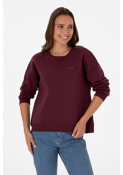 U.S. Polo Assn. Kadın Bordo Şardonlu Bisiklet Yaka Basic Sweatshırt 50313586-VR177