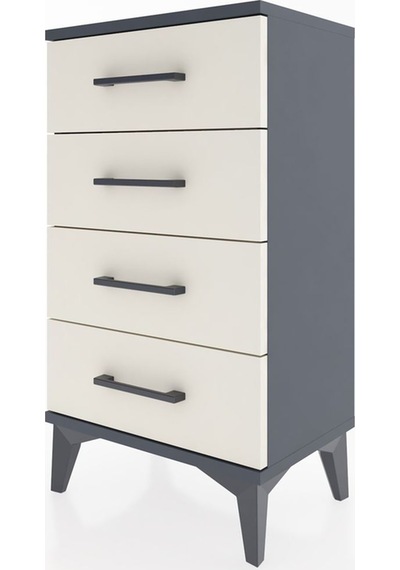Arges Komodin 4 Çekmeceli 44x30x80 Antrasit-aytaşı Antrasit