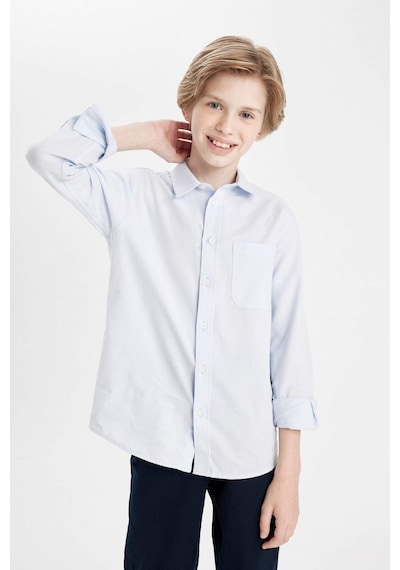 DeFacto Erkek Çocuk Polo Yaka Oxford Uzun Kollu Basic Düz Okul Gömleği T8854A624AUBE793 DeFacto Erkek Çocuk Polo Yaka Oxford Uzun Kollu Basic Düz Okul Gömleği T8854A624AUBE793
