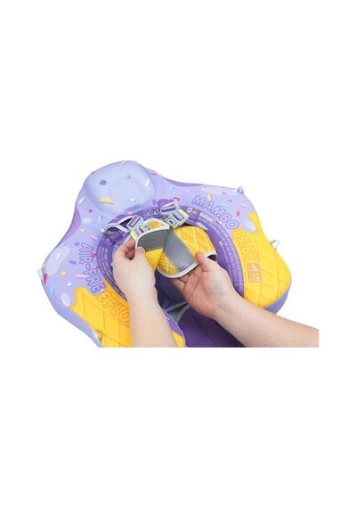 Mambobaby Yüzme Simidi - Purple Ice Cream, Emniyetli, Gölgelikli Ve Ayak Destekli