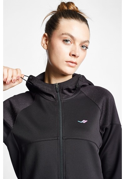 Lescon Kadın Koşu Fermuarlı Kapüşonlu Sweatshirt 24b-2002 Siyah