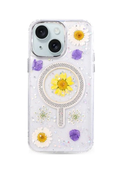 İphone 13 Uyumlu Flower Magsafeli Yeni Tasarım Kılıf - Sarı