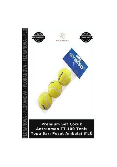 Premium Set Çocuk Antrenman Tt-100 Tenis Topu Sarı Poşet Ambalaj 3'lü