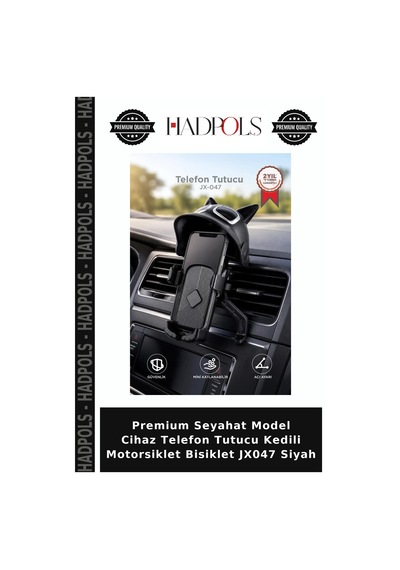 Premium Seyahat Model Cihaz Telefon Tutucu Kedili Motorsiklet Bisiklet Jx047 Siyah
