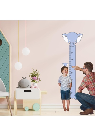 Fil Karakterli Çocuk Boy Cetveli Oyun Odası İçin Sevimli Sticker