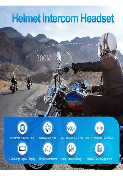 Q58- Max Ipx6 Su Geçirmez Sd Kartlı Siri Destek Eq Ses İnterkom Kask Kulaklığı