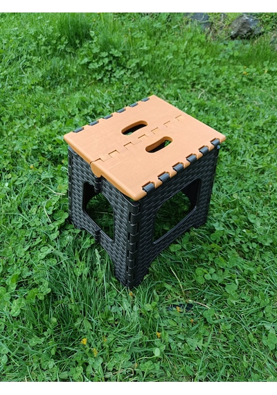 Evko Mobilya Kamp Seti, Piknik Seti, Masa Tabure Seti, Portatif Set, Plastik Katlanabilir Set, 4 + 1 Set Turuncu