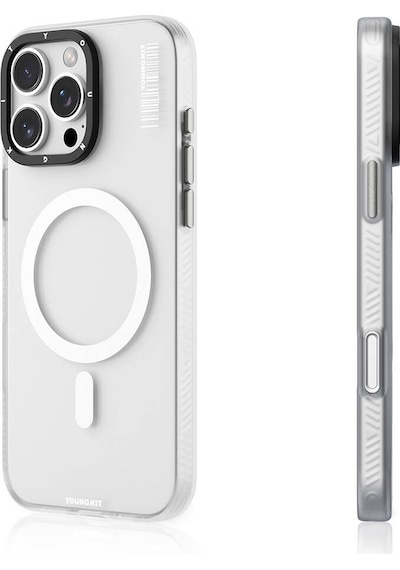 Apple Uyumlu iPhone 16 Pro Max Uyumlu Kılıf Magsafe Şarj Özellikli Youngkit Hidden Sand Serisi Kapak Beyaz