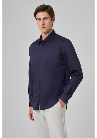 Morven Erkek Lacivert Dynamic Fit Sert Yaka Gömlek 26mc004005200 Lacivert
