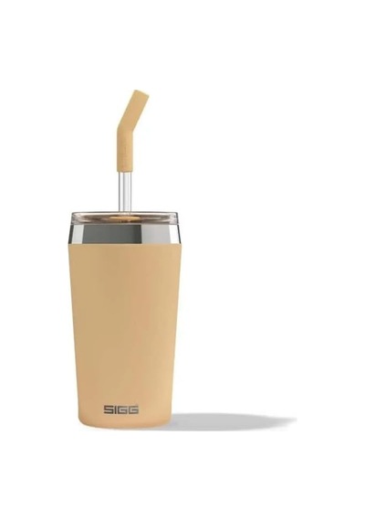 Helia Termos Bardak, 0,45l, Çift Cidarlı Çelik, Cam Pipetli, Somon Renk Çok Renkli