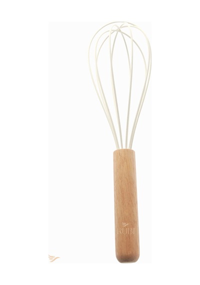Bambu Saplı Çırpma Teli Mutfak Silikon Çırpıcı Yemek Hazırlık Çırpma Aleti Beyaz 24 Cm Silikon Diğer