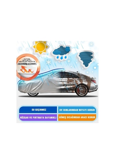 Guard Branda Fiat Idea Uyumlu Araca Özel Pvc Dikişsiz Miflonlu %100 Su Geçirmez 4 Mevsimlik Gri