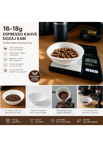16-18g Espresso Kahve Çekirdeği Dozaj Kabı Coffee Bean Dosing Cup Espresso Aksesuarı