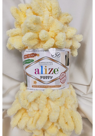 Puffy Açık Sarı El Örgü İpi 100gr. 9mt. 5'li Paket - Renk: 13
