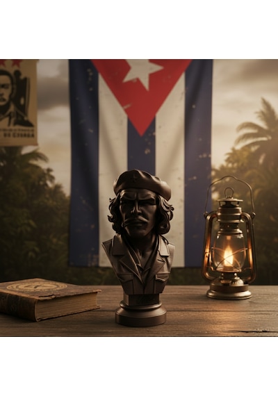 Che Guevara 3d Büst Figür - Bronz Efektli Dekoratif Heykel Biblo 13x6,5 Cm