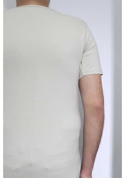 Santa Dmctekstil Erkek Düz Spor Kesim Dar Kalıp Bisiklet Yaka Basic T-shirt Koyu Bej