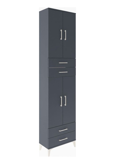 Arges Dolap 3 Raflı 4 Çekmeceli 4 Kapaklı 60x30x243 Antrasit-... Antrasit