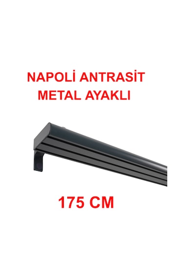 Napoli Metal Başlıklı Üçlü Dekoratif Ray Korniş Modern Rustik-antrasit 175 Cm Antrasit