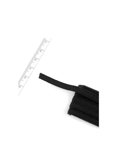 Siyah 6 Mm 5 Mt Dayanıklı Sert Yassı Elastik Şerit Lastik