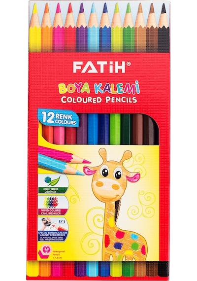 Fatih 12'li Okul Kırtasiye Seti Kuru Sulu Pastel Keçeli Kalem Set
