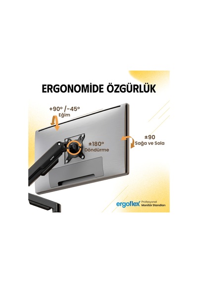 Ergoflex X8 Siyah 17-32inch Amortisörlü 9 Kg Monitör Standı 2026 Versiyon