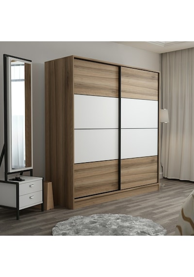 Minarmobilya Minar Kale 2 Kapaklı Sürgülü Dolap 180 Cm - Dore/Beyaz (541417087)