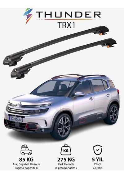 Cıtroen C5 Aırcross 2018-sonrası Trx1 Thunder Carrier Kilitli Ara Atkı Taşıyıcı Tavan Barı Siyah