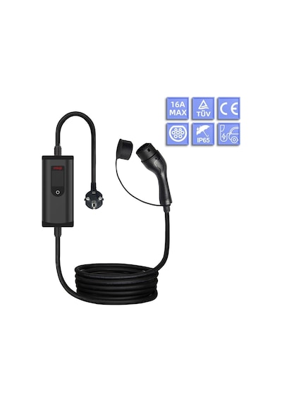 Mioji Mio 717 3.5kw/16a 2.4 Lcd Ekran Ip65 Suya Dayanıklı Taşınabilir Elektrikli Araç Şarj Cihazı 22 Kw