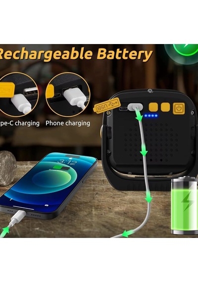 Ws-582 Led Çalışma Feneri, 3500 Lümen, Powerbank Özellikli, Mıknatıslı, Usb Şarjlı, Tripod Bağlantılı, Taşınabilir Aydınlatma Kamp, Avcılık, Acil Durum