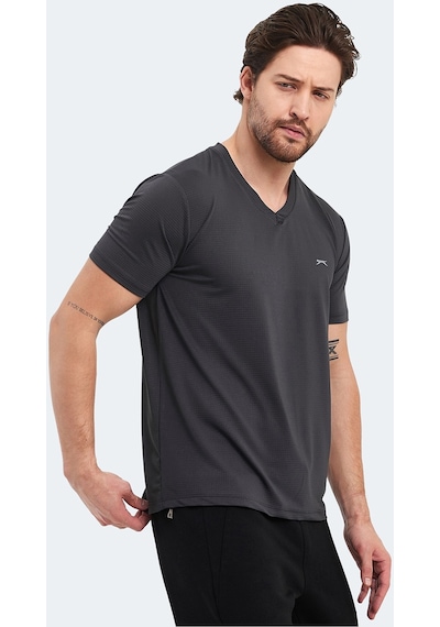 Slazenger KATRIINA Erkek V Yaka Koyu Gri Tişört