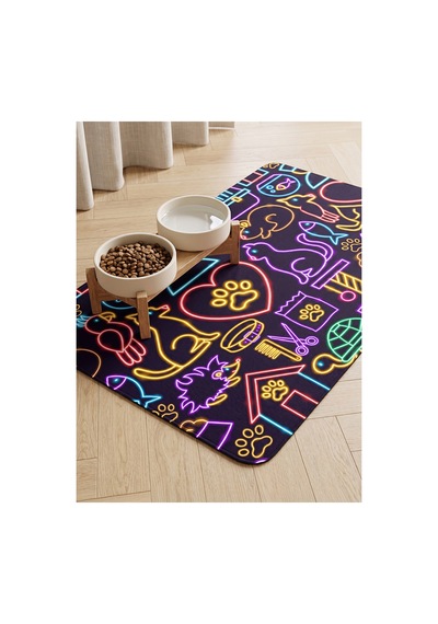 Kedi Köpek Mama Önü Paspası, Kedi Tuvalet Önü Paspası, Kedi Köpek Desenli Paspas, 50x70cm