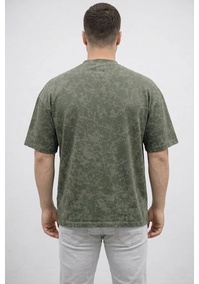 Erkek Premium Tişört Osy Yumuşak Dokulu Yıkamalı Oversize T-shirt - Haki