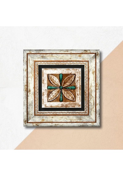 Lexroo Fas Desenli Vintage Taş Duvar Tablosu - Çerçeveli Taş Tablo - Dekoratif Duvar Sanatı Çok Renkli