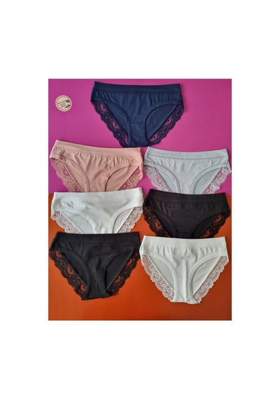 Demirsa Boutique Dantelli, Biye Detaylı Lacivert, Pudra, Mavi, 2 Beyaz Ve 2 Siyah Renk 7'li Modal Kadın Bikini Külot Çok Renkli Demirsa Boutique Dantelli, Biye Detaylı Lacivert, Pudra, Mavi, 2 Beyaz Ve 2 Siyah Renk 7'li Modal Kadın Bikini Külot Çok Renkli