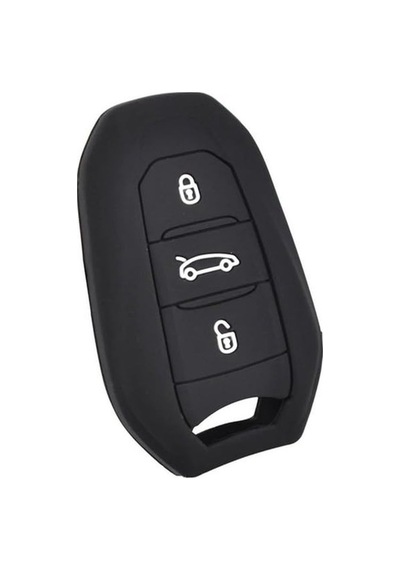 Autohan Keys Citroen C4 C5 C3 Aircross İçin Silikon Anahtar Kılıfı, Siyah, 3 Düğmeli, Anahtarsız Çalıştırma Uyumlu, Koruyucu Kılıf
