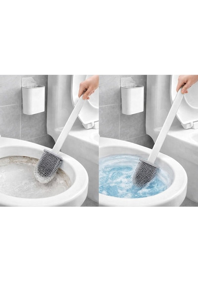 Silikon Tuvalet Fırçası Bükülebilir Silikon Wc Klozet Fırçası Beyaz