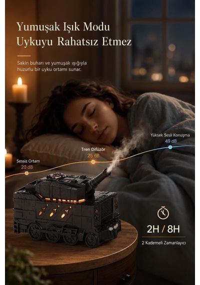 Özel Üretim Buharlı Yatak Odası Renkli H20 Tank Aroma Difüzör Siyah