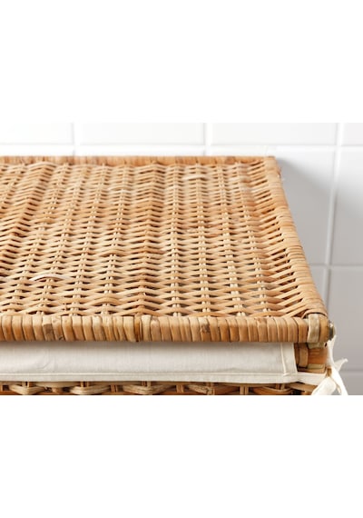 Ikea Branas Kapaklı Rattan Çamaşır Sepeti 41 X 41 X 60 Cm Koyu Gri