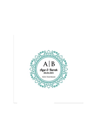 Basit Kenarlı Kare Mühür Kına Nişan Düğün 3x3 Cm Özel Etiket / 50 Adet Sticker Beyaz