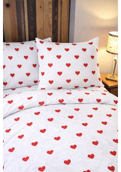 Çift Kişilik Kalp Desenli Nevresim Seti 200 X 220 Cm Sevgililer Günü  Günlük Kullanım Beyaz-kalpli